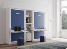 2 lits escamotables 140x190 cm avec bureau et étagère centrale Studante