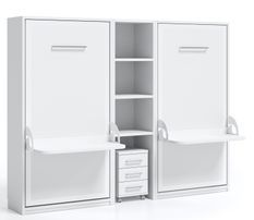 2 lits escamotables 90x190 cm avec bureau et étagère centrale Studante