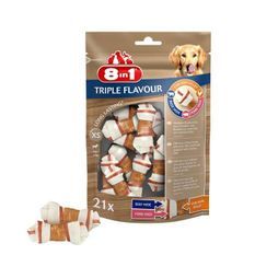 8in1 Triple Flavour Os a mâcher Premium XS aux Boeuf, Porc, Poulet - Pour chien de petite taille - 10 pieces