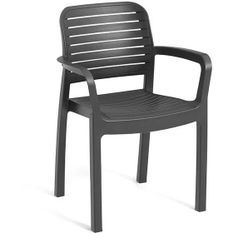 Allibert by KETER - Chloe - lot de 6 fauteuils de jardin - en résine aspect rotin tressé - gris graphite