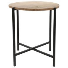Ambiance Table d'appoint ronde Bois et métal 45 cm