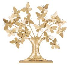 Arbre sculpté glamour avec papillon 31 x 8 x 30 cm