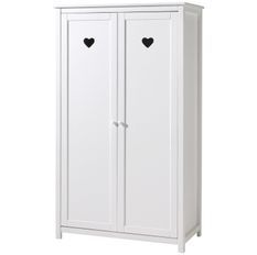 Armoire 2 portes AMORI – Blanc laqué, esprit romantique & détails cœur