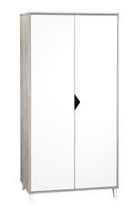 Armoire 2 portes bois laqué blanc et gris Scandi