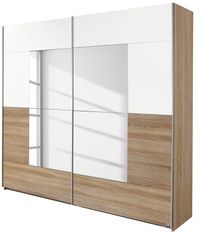 Armoire 2 portes coulissantes Chêne Sonoma et Blanc avec miroir Milato