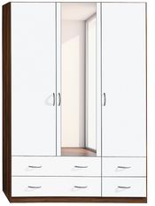 Armoire 3 portes battantes 4 tiroirs Blanc et Noyer Kadra 4