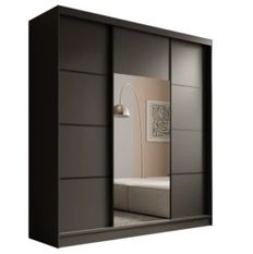 Armoire 3 portes coulissantes KERY 200 cm avec miroir – Design moderne