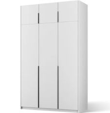 Armoire 3 portes KEVA 148 x 250 cm – Dressing grande hauteur avec poignées noires