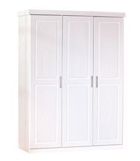 Armoire 3 portes pin massif vernis blanc Kantus 140 cm