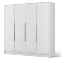 Armoire 4 portes LADO 200 cm – Dressing moderne avec poignées métal doré