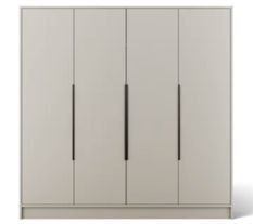 Armoire 4 portes LADO 200 cm – Grande armoire avec poignées métal noir