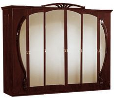 Armoire 6 portes bois brillant acajou Gilda
