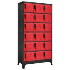 Armoire à casiers Anthracite et rouge 90x40x180 cm Acier Koface