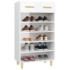 Armoire à chaussure Blanc brillant 60x35x105 cm Bois ingénierie