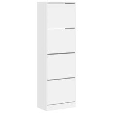 Armoire à chaussures 4 tiroirs rabattables blanc 60x34x187,5 cm