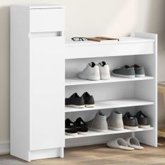 Armoire à chaussures blanc 100,5x28x100 cm bois d'ingénierie