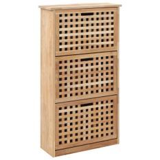 Armoire à chaussures bois de noyer massif Kuando L 55 x H 104 cm - Design Compact