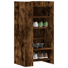 Armoire à chaussures chêne fumé 52x37,5x100cm bois d'ingénierie