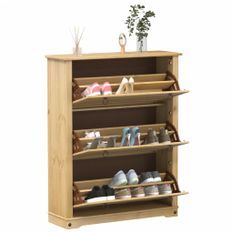 Armoire à chaussures Corona 99x32x124,5 cm bois de pin massif