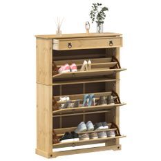 Armoire à chaussures Corona 99x32x138 cm bois de pin massif