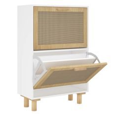 Armoire à chaussures en bois er rotin Viba L 52 x H 80 cm - Style tendance