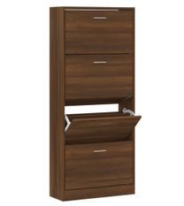 Armoire à chaussures en bois Puerto L 59 x H 150 x P 17 cm – 4 portes rabattables