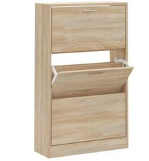 Armoire à chaussures en bois Puerto L 63 x H 103 x P 24 cm – 3 portes rabattables