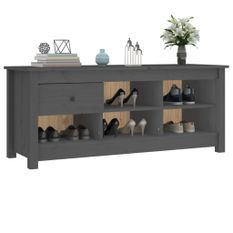 Armoire à chaussures Gris 110x38x45,5 cm Bois de pin massif