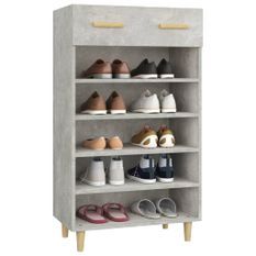 Armoire à chaussures Gris béton 60x35x105 cm Bois d'ingénierie