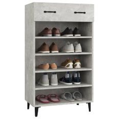 Armoire à chaussures Gris béton 60x35x105 cm Bois d'ingénierie