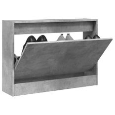 Armoire à chaussures gris béton 80x21x57 cm bois d'ingénierie
