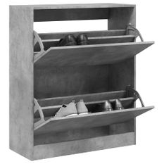 Armoire à chaussures gris béton 80x34x96,5 cm bois d'ingénierie