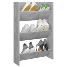 Armoire à chaussures murale Gris béton 60x18x90 cm