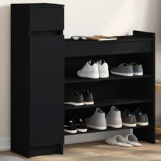 Armoire à chaussures noir 100,5x28x100 cm bois d'ingénierie