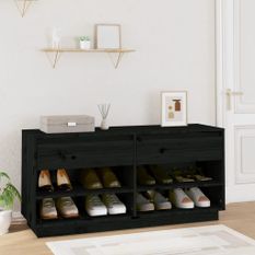 Armoire à chaussures Noir 110x34x52 cm Bois de pin massif