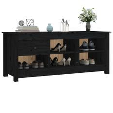 Armoire à chaussures Noir 110x38x45,5 cm Bois de pin massif