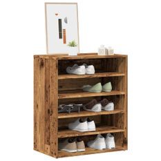 Armoire à chaussures vieux bois 60x35x70 cm bois d'ingénierie