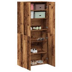 Armoire à chaussures vieux bois 80x35,5x180cm bois d'ingénierie