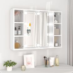 Armoire à miroir avec LED Blanc 76x15x55 cm