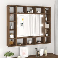 Armoire à miroir avec LED Chêne marron 91x15x76,5 cm