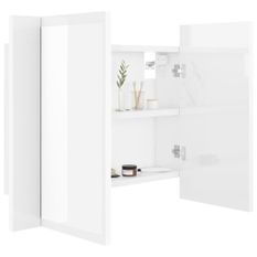 Armoire à miroir de bain à LED Blanc brillant 60x12x45 cm
