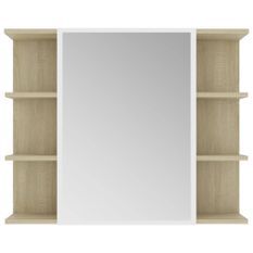 Armoire à miroir de bain Blanc et chêne sonoma 80x20,5x64 cm