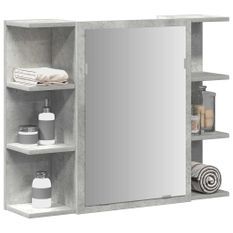 Armoire à miroir de bain Gris béton 80x20,5x64 cm