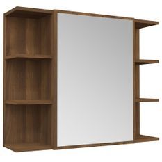 Armoire à miroir de salle de bain Chêne brun 80x20,5x64 cm Bois