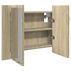 Armoire à miroir LED chêne sonoma 60x12x45 cm bois d'ingénierie