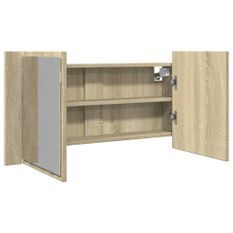 Armoire à miroir LED chêne sonoma 90x12x45 cm bois d'ingénierie