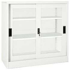 Armoire à portes coulissantes Blanc 90x40x90 cm Acier 2