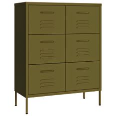 Armoire à tiroirs Vert olive 80x35x101,5 cm Acier