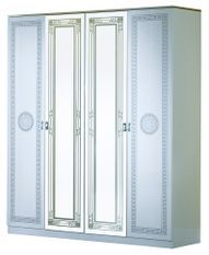 Armoire adulte 4 portes 2 avec miroirs laqué blanc et gris Savana 181 cm