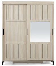 Armoire adulte chêne clair 2 portes coulissantes avec miroir Marka - 8 tailles